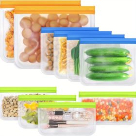 10pcs Reusable Food Storage Bags; BPA Free Flat Reusable Freezer Bags; Snack/Sandwich Bags Food Grade; Leakproof Storage Bags For Lunch; Marinate; Ke