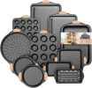 11-Piece Baking Pans Set, Nonstick Bakeware Sets, Oven Pans for Baking with Silicone Handles, Includes Cookie Sheet, Cake Pans, Loaf Pan, Pizza Pan,
