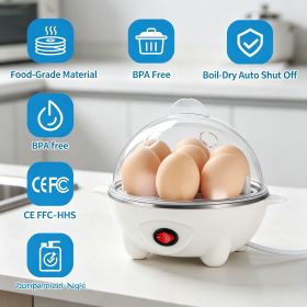 Electric Egg Cooker, 7Egg Capacity MultiFunction Egg Boiler with Auto ShutOff, Measuring Cup & Egg Piercer Included for Soft Hard Boiled Eggs, Steami