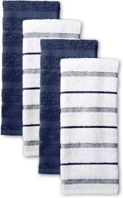 Albany Kitchen Towel 4-Pack Set, Blue Willow/White, 16"x26"