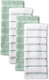 Albany Kitchen Towel 4-Pack Set, Pistachio/White, 16"x26"