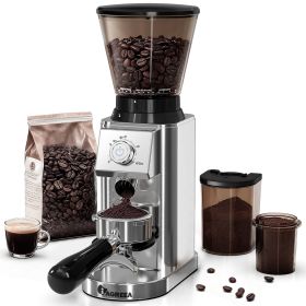 Coffee Grinder with Anti Static, Burr Coffee Bean Grinder for Home Use with 48 Precise Grind Settings, Detachable Funnel Stand for Espresso/Drip/Cold