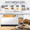 4-piece ultra-wide long-slot toaster, red dual-control toaster with 4×1.5-inch slots, anti-clogging design, 6-level baking temperature adjustment, de