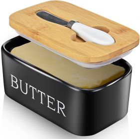 Butter Dish with Lid: Large Butter Dish for Countertop - Ceramic Butter Keeper Container with Knife and High-Quality - Silicone Sealing Butter Box fo