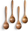 4 PCS Wooden Spoons for Honey, 6.7 inch Small Wooden Spoons - Terrific for Tea, Coffee & Soup, Little Acacia Wood Serving Table Spoon Set, Bulk Bambo