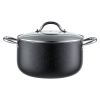 Aluminum Stock Pot, 6-Quart Nonstick Ceramic Coated Pot with Glass Lid, PFOA-Free, PFAS-Free, Compatible with Gas Stoves, Induction Cooktops, Electri