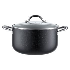 Aluminum Stock Pot, 6-Quart Nonstick Ceramic Coated Pot with Glass Lid, PFOA-Free, PFAS-Free, Compatible with Gas Stoves, Induction Cooktops, Electri