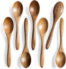 7 PCS Small Wooden Spoons, 5.8 Inch Honey Spoons for Tea, Acacia Wooden Honey Teaspoon for Coffee, Little Tiny Wood Spoons, Bamboo Table Spoon for st