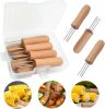 Stainless Steel Corn Holders - 8 Pack with Wooden Handle, Perfect for Grilling, Roasting, and BBQ