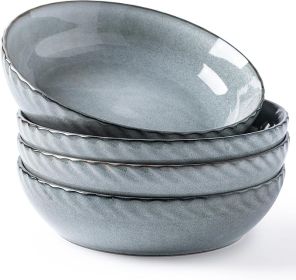 8.5'' Large Pasta Bowls, 38 Ounce Stoneware Salad Bowls for Kitchen, Ceramic Serving Bowls With Textured Pattern for Pasta,Fruit, Stews,Noodle, House