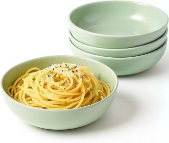 Ceramic Pasta Bowls Set of 4 – 40oz Extra Large Dinner Bowls, Deep Plates Salad Bowl for Eating, Pasta Plates, Stoneware Shallow Bowl Plate Set, Dish