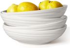 Pasta Bowls 32oz, Ceramic Large Salad Bowls 8 inch, Soup Bowls Set of 4, White Serving Bowls for Entertaining, Wide Shallow Dinner Bowls Plates, Micr