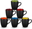 6 Pack Porcelain Coffee Mugs Set, 12 Ounces Ceramic Coffee Mugs, Matte Black Coffee Mug, Restaurant Cups for Coffee, Tea, Cappuccino, Cocoa, Cereal,