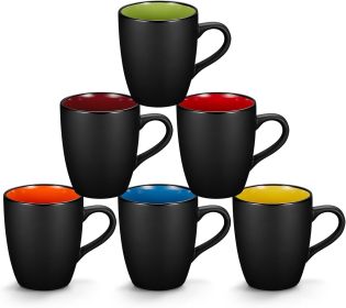 6 Pack Porcelain Coffee Mugs Set, 12 Ounces Ceramic Coffee Mugs, Matte Black Coffee Mug, Restaurant Cups for Coffee, Tea, Cappuccino, Cocoa, Cereal,