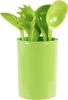 6 Piece Kitchen Utensil Holder for kitchen counter, Utensils crock with Heat Resistant Spoon, Slotted Spoon, Ladle, Spatula BPA Free, Lime