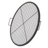 X-Marks Fire Pit Grill Grate, Round Cooking Grate, Heavy Duty Steel Campfire BBQ Grill Grid with Handle and Support X Wire, Portable Camping Cookware