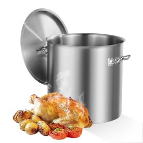 Stainless Steel Stockpot, 53 Quart Large Cooking Pots, Cookware Sauce Pot with Lid, and Handle, Heavy Duty Commercial Grade Stock Pot, Sanding Treatm