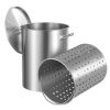 Stainless Steel Stockpot, 36 Quart Cooking Pots, Cookware Sauce Pot with Basket, Lid, and Handle, Heavy Duty Commercial Grade Stock Pot, Sanding Trea
