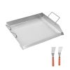 Stainless Steel Griddle, 18x16 inch Universal Flat Top Rectangular Plate, Gas Grill Griddle for BBQ Grill, Teppanyaki, Portable Family Cookware with