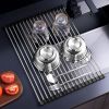 1pc Roll Up Dish Drying Rack; 17.7in*11in; Foldable Rolling Dish Drainer Over The Sink; Drying Rack; SUS304 Stainless Steel Sink Rack For Kitchen Cou