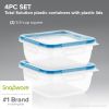 Plastic Total Solution 2-Pack (5.5-Cup) Food Storage Containers Set, Leakproof & Airtight Plastic Locking Lids Square Containers, Non-Toxic BPA-Free