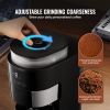Coffee Maker with Grinder, 8 Cup Programmable Coffee Machine, Grind and Brew Coffee Maker with 24-Hour Timer for Auto Brew, Reusable Filter, for Home