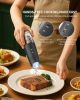 Gravity Electric Salt and Pepper Grinder Set Rechargeable Automatic Pepper and Salt Shakers with LED Light, External Adjustable Coarseness, One-Hand