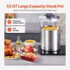 Stainless Steel Stockpot, 53 Quart Large Cooking Pots, Cookware Sauce Pot with Lid, and Handle, Heavy Duty Commercial Grade Stock Pot, Sanding Treatm