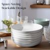 7 Pack Porcelain Pasta Bowls Ceramic , Large Serving Bowl, Wide and Shallow, Set 8.3 Inch - 30 Ounce - for Pasta, Salad, Cereal, Soup & Microwave & D