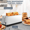 4-piece ultra-wide long-slot toaster, red dual-control toaster with 4×1.5-inch slots, anti-clogging design, 6-level baking temperature adjustment, de