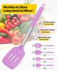 Pack of 4 Silicone Cooking Utensils Set, Non Stick Large Solid Spatulas, Heat Resistant Purple Slotted Spoons, Ideal BPA Free Kitchen Turners for Fry