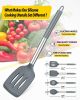 Pack of 4 Silicone Cooking Utensils Set, Non Stick Large Solid Spatulas, Heat Resistant Gray Slotted Spoons, Ideal BPA Free Kitchen Turners for Fryin