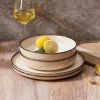Pasta Bowls Set of 4, 35oz Large Salad Bowls for Serving, Wide and Shallow Ceramic Plates for Kitchen, Double Reactive Glaze, Microwave and Dishwashe