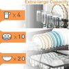 Detachable 2 Tier Dish Drying Rack with Drainboard, Rustproof Metal Dish Rack for Kitchen Countertop, Large Capacity Organizer for Plates Bowls Cups
