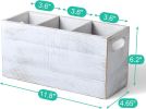Rustic White Utensil Holder with Removable Divider - 3 Compartment Wooden Utensil Caddy Organizer for Kitchen Counter - Cooking Utensil Crock for Cou