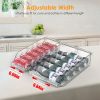 4Pcs Soda Can Organizers for Refrigerator Width Adjustable Clear Drink Organizer Expandable Can Holder Dispenser for Fridge Pantry Freezer GPCT5210