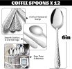 12-Piece Small Coffee Spoons, 6-Inch Stainless Steel Espresso Spoons for Coffee/Sugar/Tea, Hammered Design & Rust Free, Dishwasher Safe