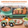 Electric Hot Pot with Grill,1600W 3-in-1 Smokeless Raclette Table Grill for Kitchen, Barbecue Shabu Hot Pot with Non-Stick Cooking Removable Plate, D