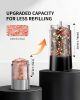 Rechargeable Gravity Electric Salt and Pepper Grinder Set Automatic Stainless Steels Salt and Pepper Mills with LED Light, No Battery Needed, Adjusta