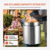 Stainless Steel Stockpot, 100 Quart Large Cooking Pots, Cookware Sauce Pot with Basket, Lid, and Handle, Heavy Duty Commercial Grade Stock Pot, Sandi
