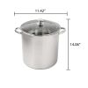 Stainless Steel 16-Quart Stock Pot with Glass Lid, Induction Compatible, Stainless Steel, Dishwasher Safe