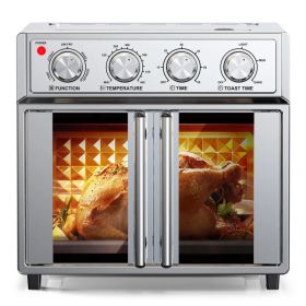 PlumChef 29.5 QT French Door Air Fryer Convection Toaster Oven, Extra Large 6 Slices, 1700W, Multifunction Oven For Air Fryer, Toast, Grill, Defr (Option: AFJ26AStainless)