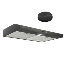 Stainless Steel Under Cabinet Range Hood Vent Cooking 230 CFM Kitchen 3 Speed Cooker Hood (Option: black30inch)