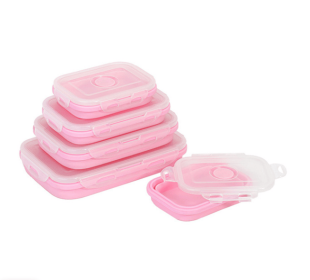 Reusable Pizza Storage Container with  Microwavable Serving Trays - Adjustable Pizza Slice Container to Organize & Save Space - BPA Free, Microwave, (Color: Pink, size: 350ML)